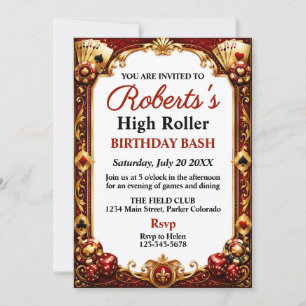 Casino Theme Birthday Party Vegas Night Poker Chip Invitation