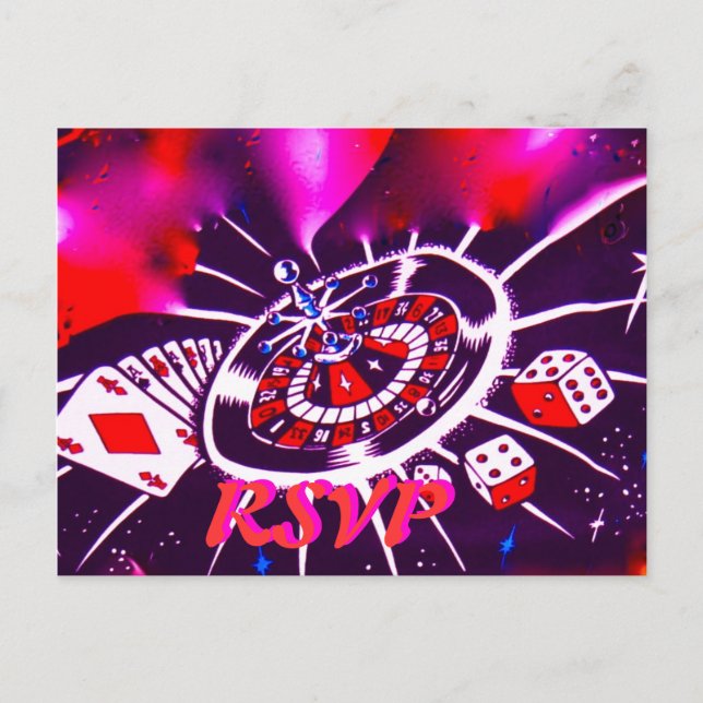 Casino Theme Wedding Invitation RSVP Postcard (Front)