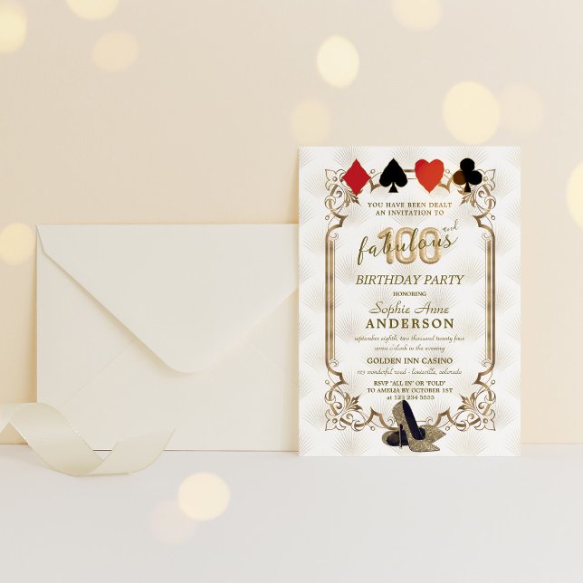 Casino Vegas Art Deco 100 and Fabulous Birthday  Invitation (Creator Uploaded)