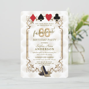 Casino Vegas Art Deco 80 and Fabulous Birthday  Invitation