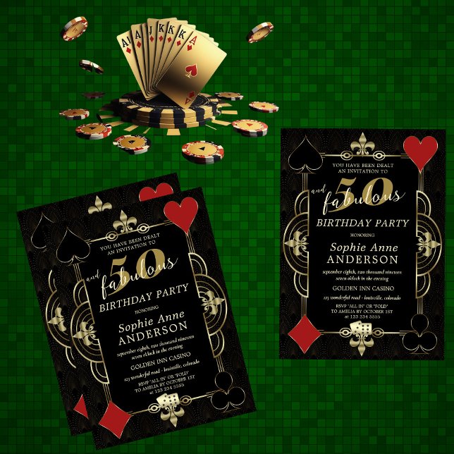 Casino Vegas Poker 50 and Fabulous Birthday Party  Invitation (Creator Uploaded)