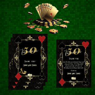 Casino Vegas Poker 50 and Fabulous Birthday Party Thank You Card