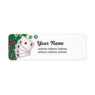 casino, vegas, poker, gambling, return address label