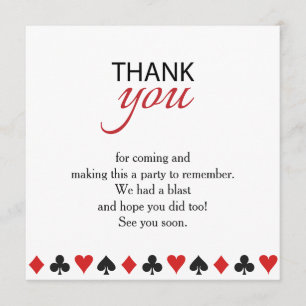 Casino Vegas Poker Texas Party Thank You Card