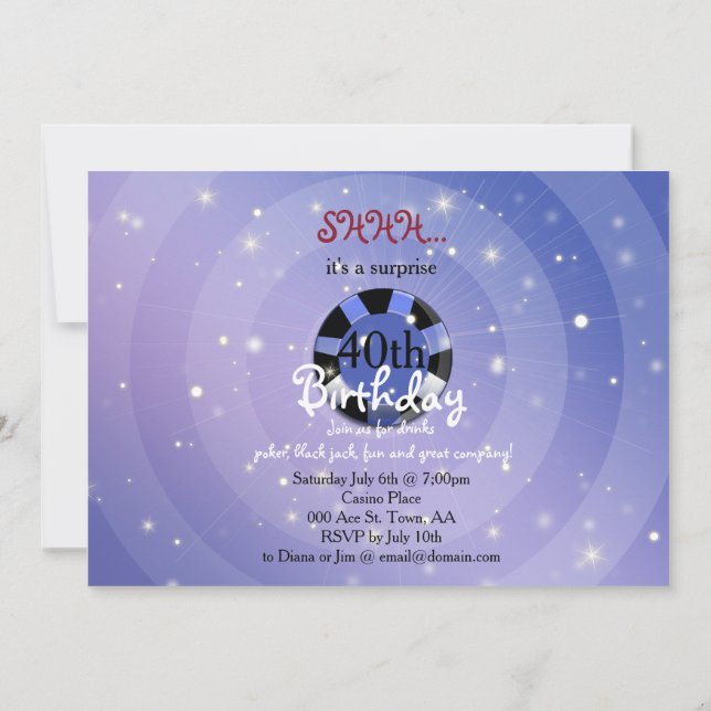 Casino-Vegas style birthday invite (Back)