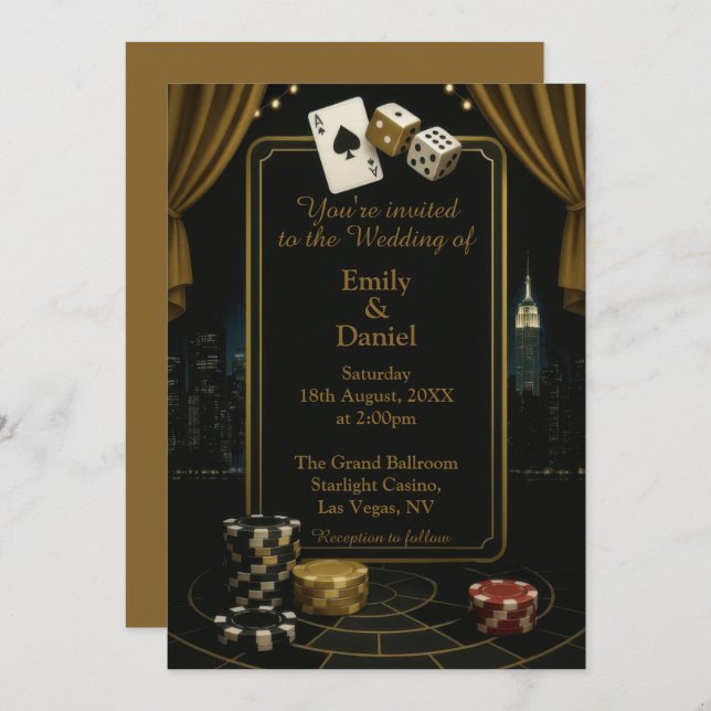 Casino Vegas Wedding Invitation (Front/Back)