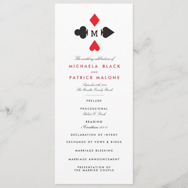 Casino Wedding Programs (Front)