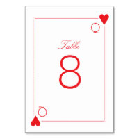 Casino Wedding Table Number Card - Hearts
