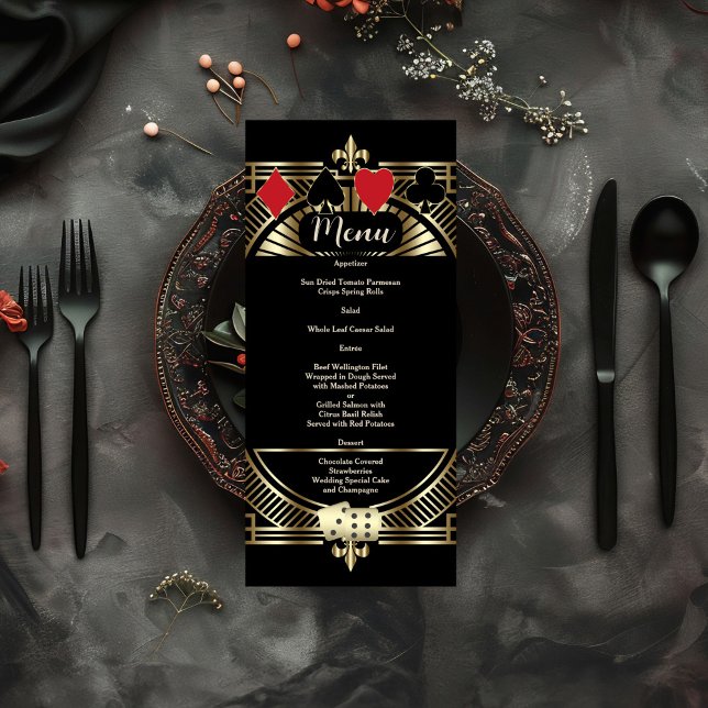 CasinoGold Black Art Deco Roaring 20s Wedding Menu (Creator Uploaded)