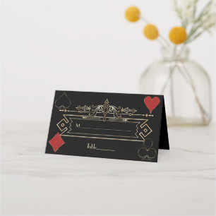CasinoGold Black Art Deco Roaring 20s Wedding Place Card