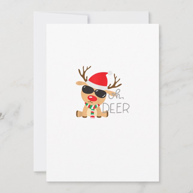 Casj Boys Unisex Adults Reindeer Small Short Sleev Holiday Card (Front)