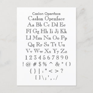 Caslon Openface - Zazzle Font Sampler Sheet Postcard