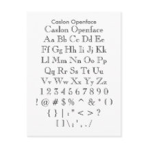 Caslon Openface - Zazzle Font Sampler Sheet