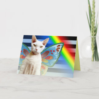 Casper Rainbow fairy | Devon Rex Cat Birthday Card