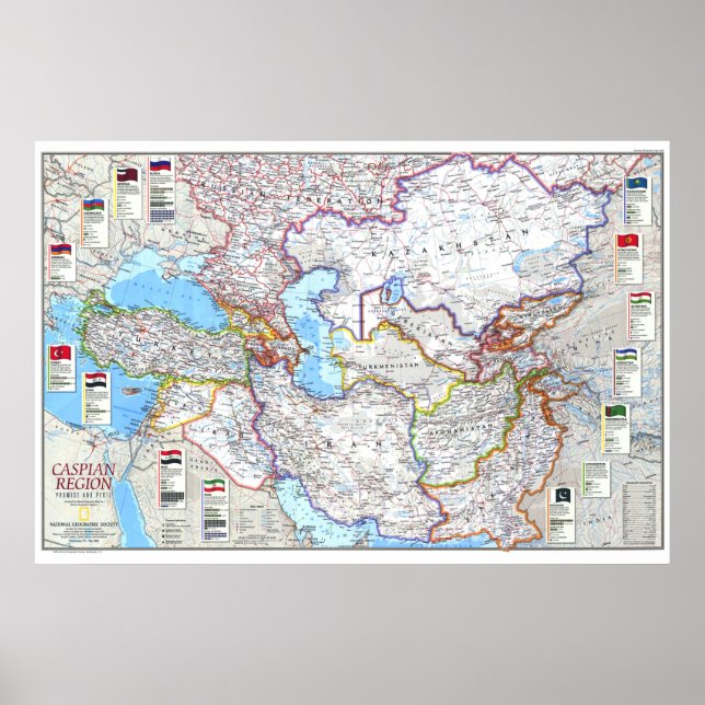 " Caspian Region: 1999 Caspian Countries MAP ... Poster (Front)