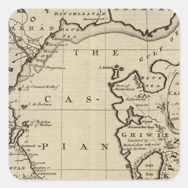 Caspian Sea Square Sticker (Front)
