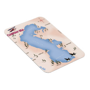 Caspian Sea Vintage Style Map travel poster Magnet