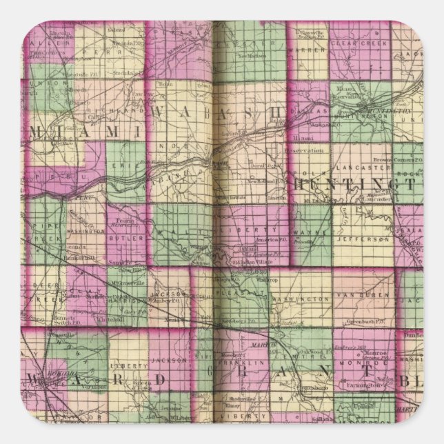 Cass County and Miami County Square Sticker (Front)