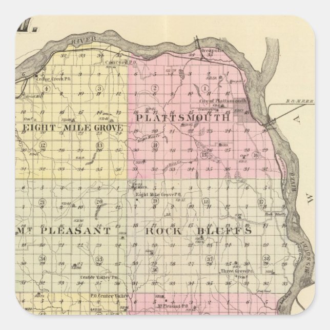 Cass County, Nebraska Square Sticker (Front)