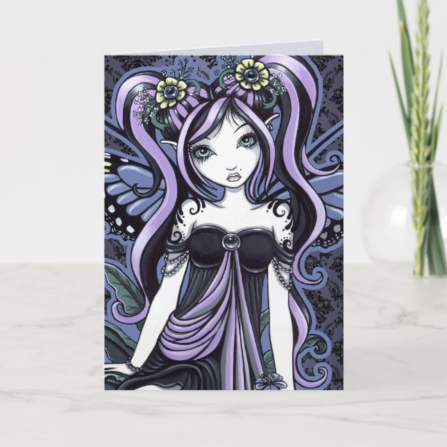 "Cassandra" Violet Butterfly Fairy Art Card (Front)