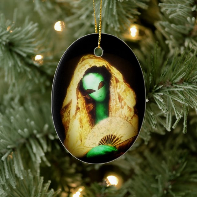 Cassatt Alien Spanish Senorita with Lace Ceramic Ornament (Tree)