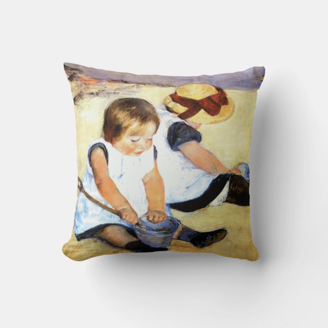 Cassatt Children Playing on Beach Cushion (Front)