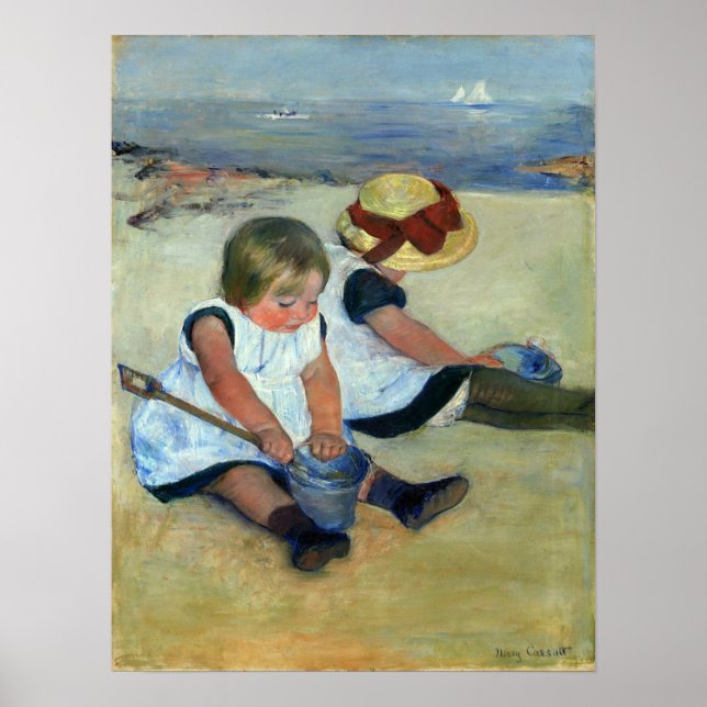 Cassatt - Children Playing On Beach Poster (Front)