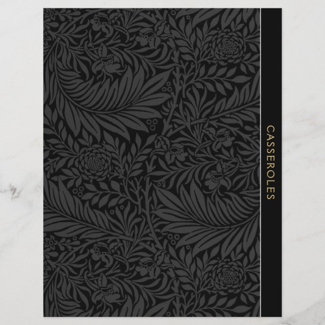Casseroles | Recipe Divider | Vintage Black Floral (Front)