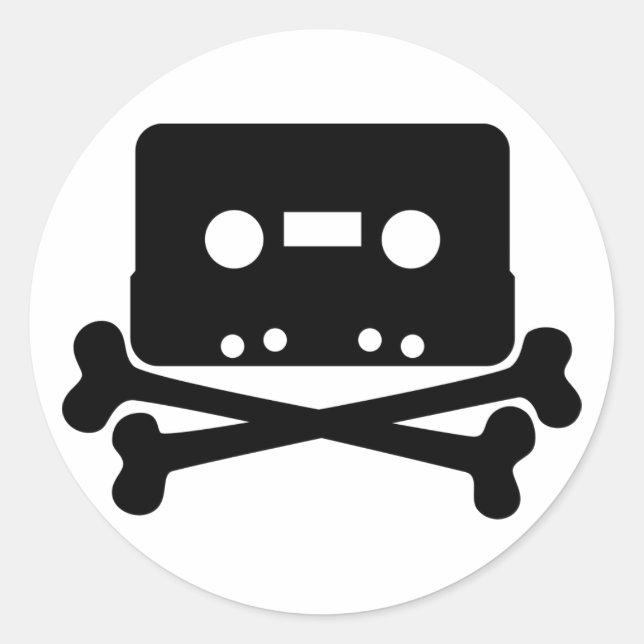 Cassette Jolly Roger Classic Round Sticker (Front)