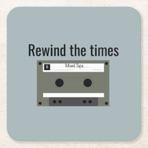 Cassette, Mixed Tape Square Paper Coaster