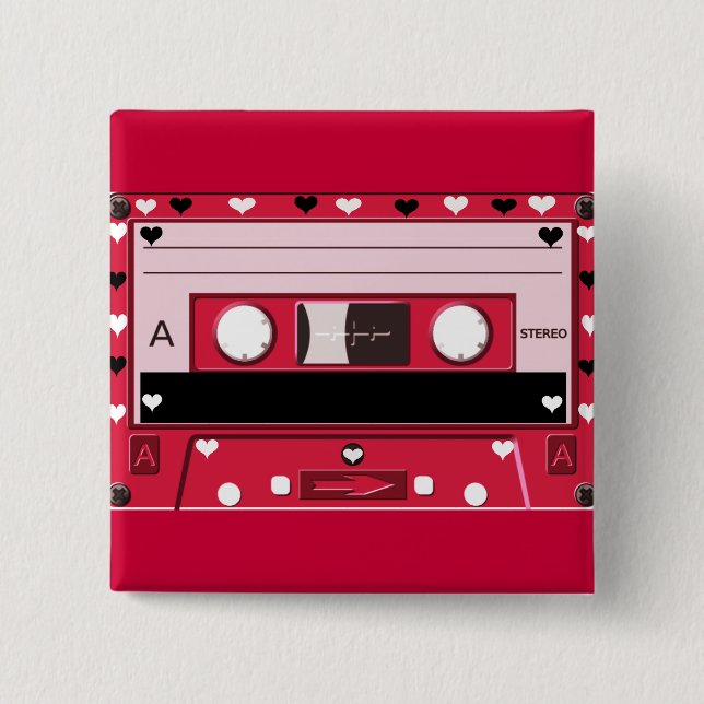 Cassette of love_ 15 cm square badge (Front)