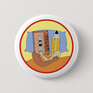 Cassette Tape and Pencil Rewind Love 6 Cm Round Badge