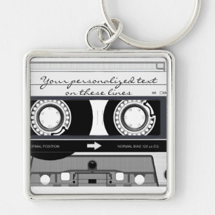 Cassette tape - black - key ring