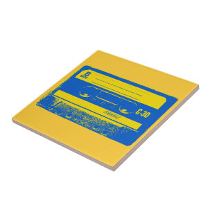 Cassette Tape Blue & Yellow Tile