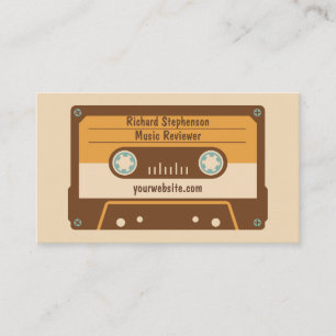 Cassette Tape Business Card Brown Cream Gold