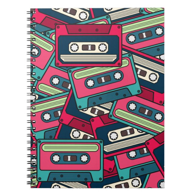 Cassette Tape: Colourful Irregular Pattern. Notebook (Front)