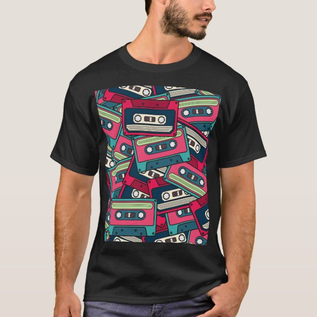 Cassette Tape: Colourful Irregular Pattern. T-Shirt (Front)