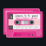 CASSETTE TAPE modern vintage disco birthday pink Invitation<br><div class="desc">by kat massard >>> https://linktr.ee/simplysweetpaperie <<< A retro cassette tape invitation design for your BIRTHDAY - original design perfect for a vintage or disco 70's or 80's party TIP :: 1. To change/move graphics & fonts and add more text - hit the "customise it" button. - - - - -...</div>