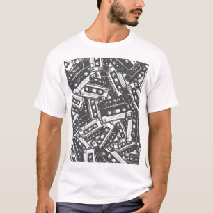 Cassette Tape: Monochrome Vintage Pattern T-Shirt