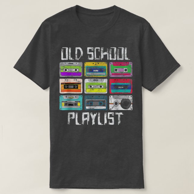 Cassette Tape Music Retro 80s Old-School Playlist  T-Shirt (Design Front)
