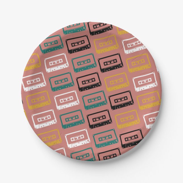 Cassette Tape Pattern Paper Plate (Front)
