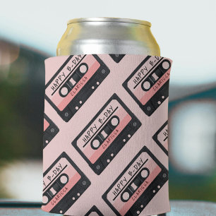 Cassette Tape Pink Retro Birthday Party Can Cooler