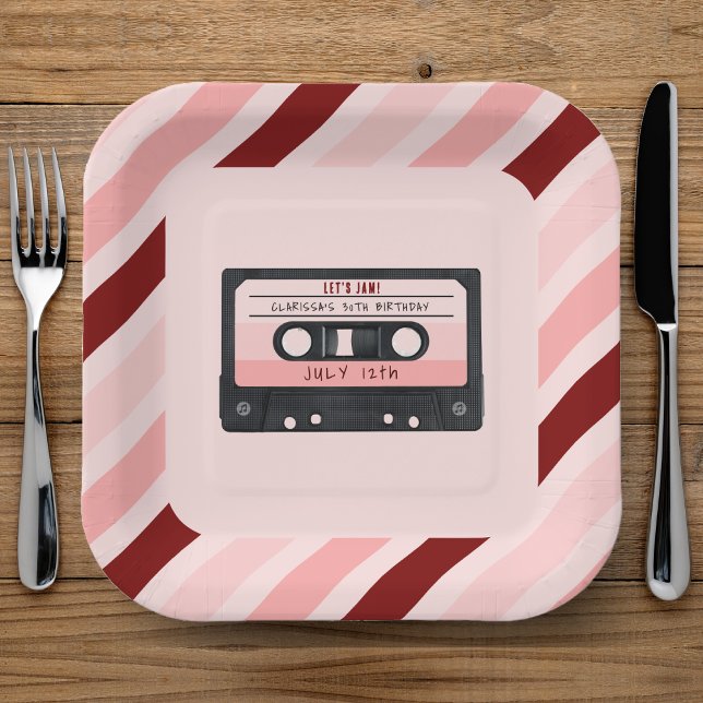 Cassette Tape Pink Retro Birthday Party Paper Plate (Cassette Tape Pink Retro Birthday Party Paper Plates
)