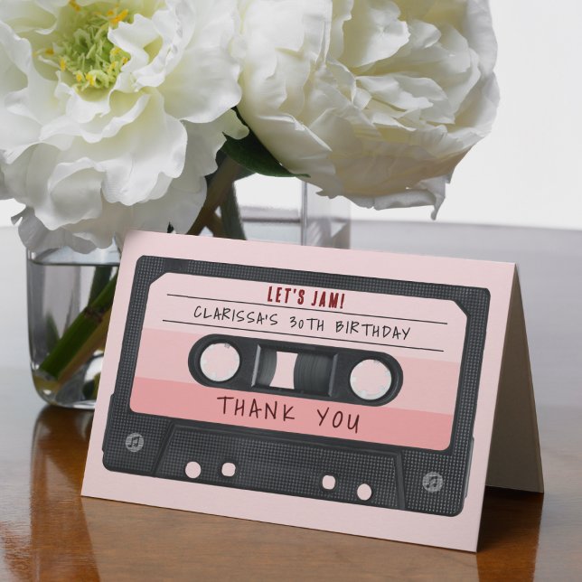 Cassette Tape Pink Retro Birthday Party Thank You Card (Cassette Tape Pink Retro Birthday Party Thank You Card
)