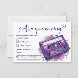 Cassette Tape Purple Retro Vintage RSVP Card 