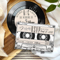 Cassette Tape Record Ivory Wedding Invitation RSVP