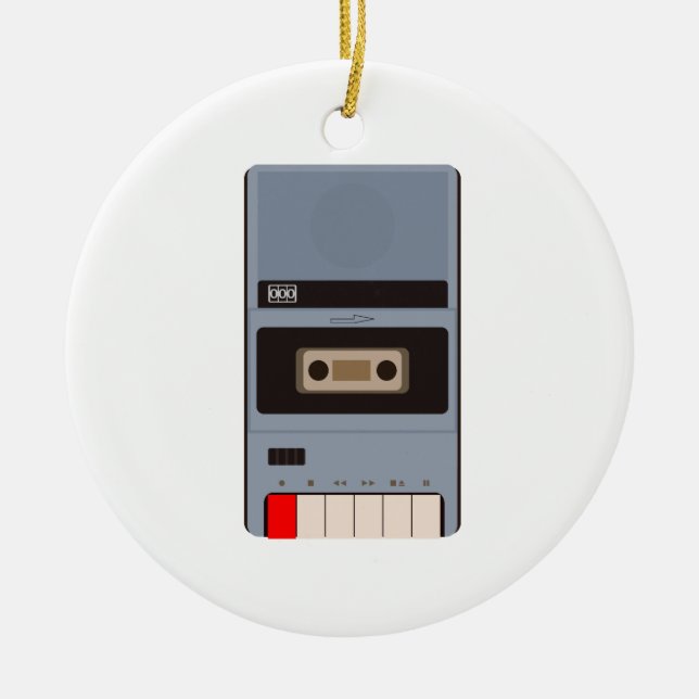 Cassette Tape Recorder Ceramic Tree Decoration (Front)