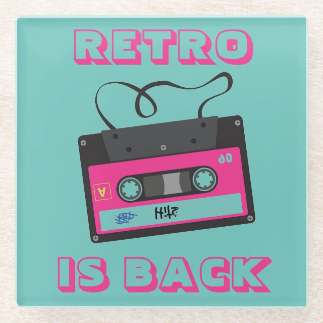 Cassette Tape Retro 80's Groovy Music Glass Coaster (Front)