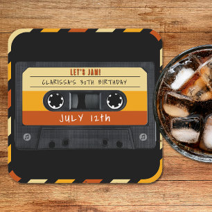 Cassette Tape Retro Birthday Party Square Paper Coaster