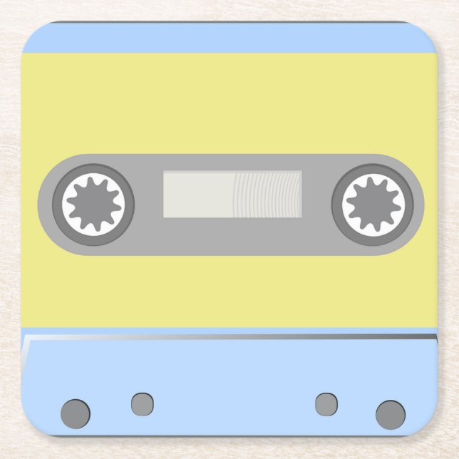 Cassette Tape Square Paper Coaster (Front)